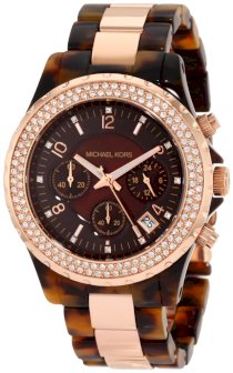 Michael Kors Women's MK5416 Madison Chronograph Tortoise and Rose Gold Watch