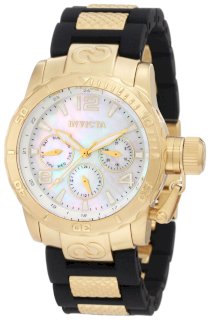 Invicta Women's 1701 Corduba Mother-Of-Pearl Dial Black Polyurethane and Stainless Steel Watch