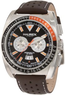 Haurex Italy Men's 9A346UNO MPH Black and Orange PVD Tachymeter Bezel Chronograph Watch