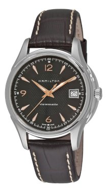 Hamilton Men's H32455585 Jassmaster Viewmatic Black Dial Brown Strap Watch