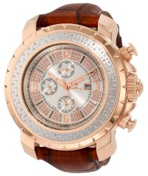 JBW-Just Bling Men's JB-6236L-F "Titus" Oversized Multi-Function Leather Band Diamond Watch