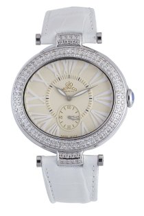 Gio Monaco Women's 109B-A Diva Oval White Alligator Leather Diamond Watch