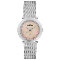 Skagen Women's 107SSSP Steel Collection Crystal Accented Mesh Stainless Steel Pink Dial Watch