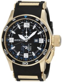 Invicta Men's 1758 Aviator Flight GMT Black Dial Black Polyurethane Watch