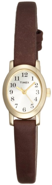 Timex Women's T2M567 Cavatina Gold-Tone Case Brown Leather Champagne Dial Watch