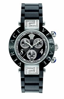 Versace Women's 92CCS91D008 S009 Reve Black Ceramic Stainless-steel Chronograph Rubber Watch
