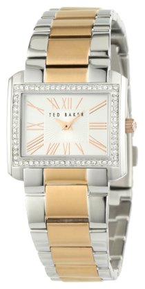Ted Baker Women's TE4040 Quality Time Classic Rectangle East to West Analog Case with Stone Trimmed Bezel Watch