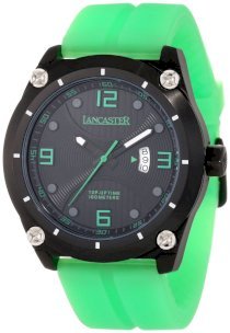 Lancaster Men's OLA0481NR-VR-VR Trendy Black Textured Dial Green Silicone Watch