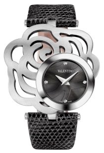 Valentino Women's V55MBQ9909S009 Rosier Stainless Steel Rose Black Leather Watch