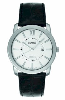 Roamer of Switzerland Men's 935856 41 23 09 Supernova 42mm White Dial Black Leather Date Watch