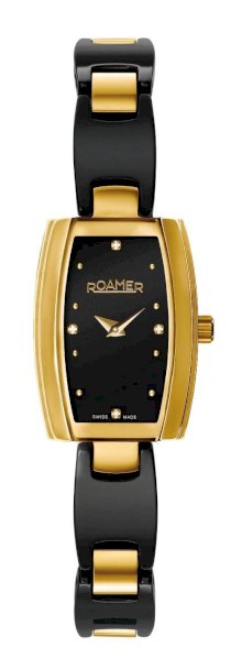 Roamer of Switzerland Women's 673847 48 59 60 Ceraline Bijoux-Set Gold IP Black Ceramic Bracelet Watch