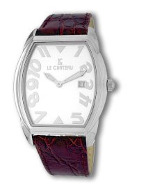 Le Chateau Men's 7012M-WHT Date and Arabic Numerals with Leather Band Watch