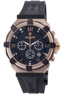 Lancaster Men's OLA0440L/RG/NR/NR Robusto Chronograph Black Dial Rubber Watch