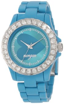 Morgan Women's M1060U Blue Plastic Crystallized Bezel Watch