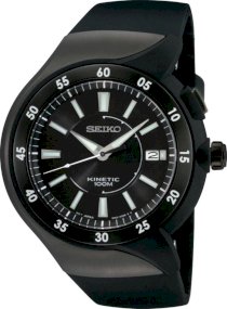 Seiko Men's SKA453 Kinetic Black Ion Finish Urethane Strap Watch