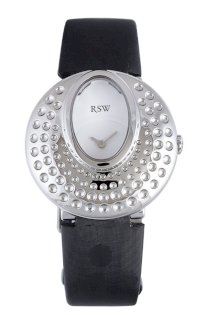 RSW Women's 7130.BS.TS1.Q2.00 Moonflower White Dial Dotted Engraved Black Satin Watch