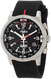 Timex Men's T2N724DH Intelligent Quartz Analog Compass Silver Case Black Strap Watch