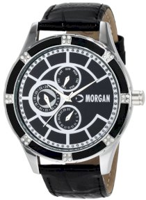 Morgan Women's M1081B Boyfriend Silver-Tone Black Multifunction Watch