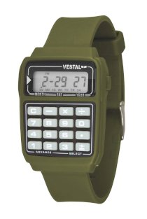  Vestal Men's DAT009 Datamat Army Green Digital Calculator Watch