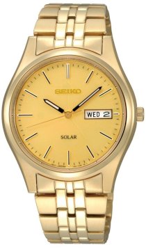 Seiko Men's SNE036 Gold Tone Solar Champagne Dial Watch