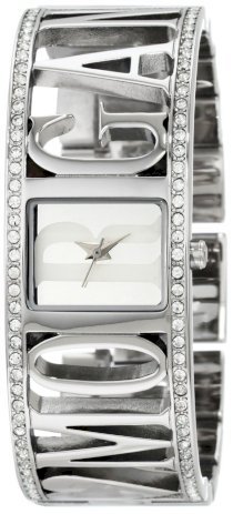 Morgan Women's M1078SS Silver-Tone Crystallized Bracelet Watch