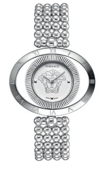 Versace Women's 91Q99D002 S099 Eon Ellipsis Oval Reversible Bezel Sunray Dial Sapphire Crystal Sphere Steel Bracelet Watch