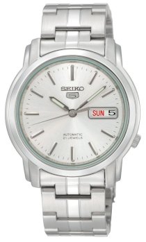 Seiko Men's SNKK65 Seiko 5 Automatic Silver Dial Stainless-Steel Bracelet Watch