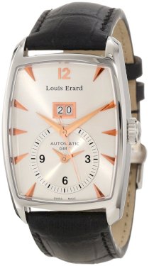 Louis Erard Men's 82210AA01.BDC51 1931 Automatic GMT Silver Dial Black Leather Watch
