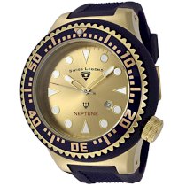  Swiss Legend Men's 21818D-YG-07-BL Neptune Collection Yellow Gold Ion-Plated Blue Rubber Watch