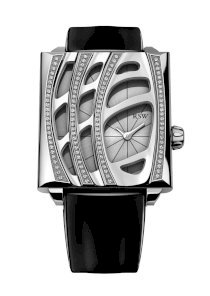RSW Women's 6020.BS.L1.5.D1 Wonderland Stainless-Steel Diamond Black Patent Leather Watch