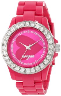 Morgan Women's M1060P Pink Plastic Crystallized Bezel Watch