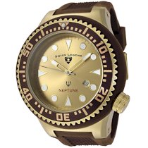  Swiss Legend Men's 21818D-YG-07-BRW Neptune Collection Yellow Gold Ion-Plated Brown Rubber Watch