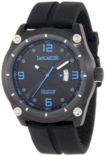Lancaster Men's OLA0481NR-BL-NR Trendy Black Textured Dial Black Silicone Watch