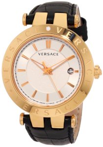 Versace Men's 23Q80D002 S009 V-Race 3 Hands Rose-Gold Plated 3-Interchangeable Rings Leather Watch
