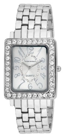 Vernier Women's VNR11008 Rectangular Crystal Bezel Bracelet Fashion Watch