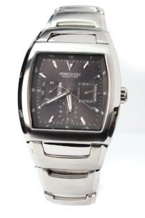 Kenneth Cole Reaction Mens Black Dial Day & Date Stainless Steel Bracelet GMT Watch KC3516