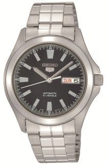 Seiko Men's SNKL07 Seiko 5 Automatic Black Dial Stainless-Steel Bracelet Watch
