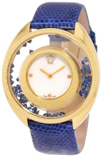 Versace Women's 86Q741MD497 S282 Destiny Precious Yellow-Gold Plated Mother-Of-Pearl Diamond Lizard Watch