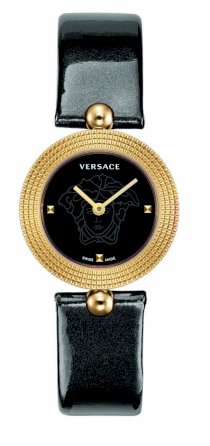 Versace Women's 94Q80D008 S009 Eon Soiree Rose Gold IP Case Black Dial Sapphire Crystal Black Patent Leather Watch