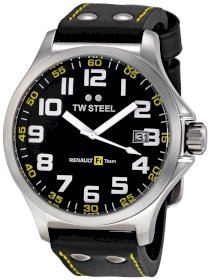  TW Steel Men's TW 670 RF1 Team Pilot Black Leather Dial Watch