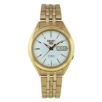 Seiko Men's SNKL26 Gold Plated Stainless Steel Analog with White Dial Watch