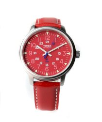Timex Mens Classic Beams Boy Red INDIGLO Night Light Big Dial Leather Strap Watch T2N731