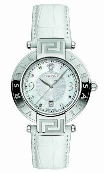 Versace Women's 68Q99D498 S001 Reve Mother-Of-Pearl Dial Date White Leather Watch