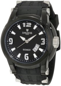 Lancaster Men's OLA0549BK-NR-SL-NR Bongo Black Dial Black Silicone Watch