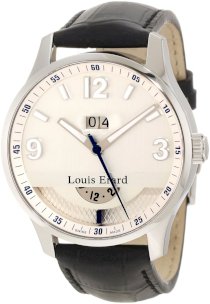 Louis Erard Men's 82224AA01.BDC51 1931 Automatic GMT Luminous Silver Dial Black Leather Watch
