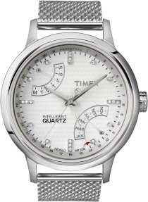 Timex Women's T2N571DH Intelligent Quartz T Series Perpetual Calendar Silver Case Mesh Bracelet Watch