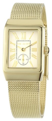  Ted Baker Women's TE4044 About Time Contemporary Rectangle Beveled Analog with Sub-Second Case Watch