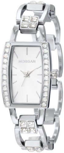 Morgan Women's M1097SM Classic Crystallized Case Silver-Tone Bracelet Watch