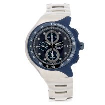 Seiko Men's SNAD41 Streamline Stainless Steel Blue Chronograph Dial Watch