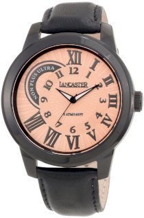 Lancaster Men's OLA0446RG-NR-NR Non Plus Ultra Rose Textured Dial Black Leather Watch